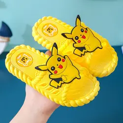 Summer Men's Indoor Big Children's Soft Sole Cartoon Boys' Slip Leather pikachu Home Girls' Cool Slippers kids shoes