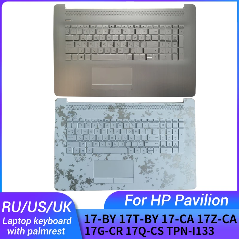 HP 파빌리온 키보드 노트북 팜레스트 상단 커버 케이스, 17-BY 17T-BY 17-CA 17Z-CA 17G-CR 17Q-CS TPN-I133, 러시아어, 미국, 영국, 신제품