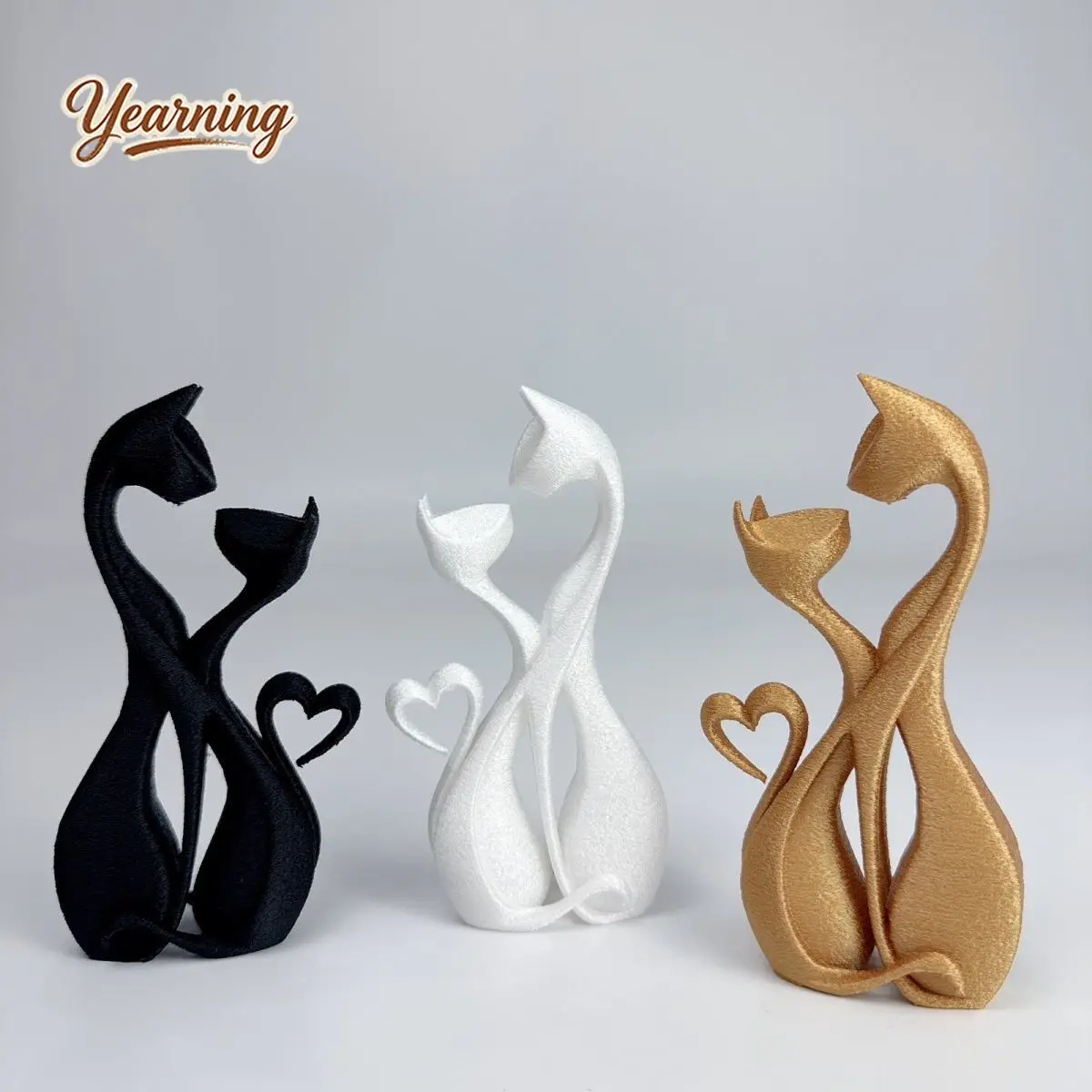 

3D Printed Cat Love Simple Decor, Elegant Creative Ornament for Office Living Room, Advanced Artistic Display Prop