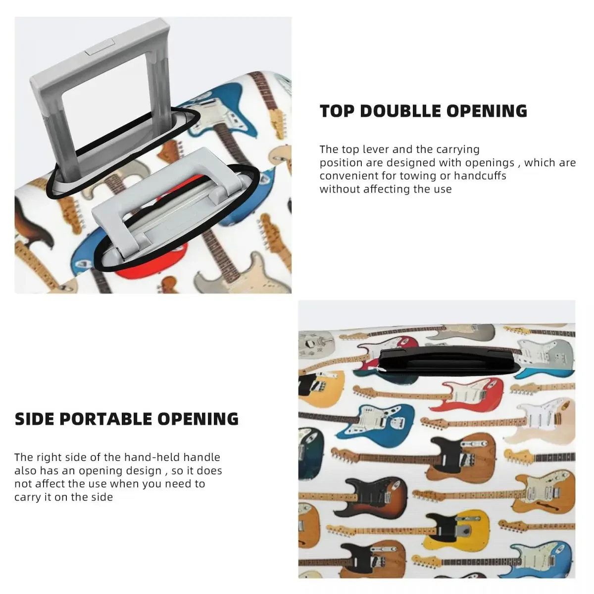 Vintage  Guitar Print Luggage Protective Dust Covers Elastic Waterproof 18-32inch Suitcase Cover Travel Accessories