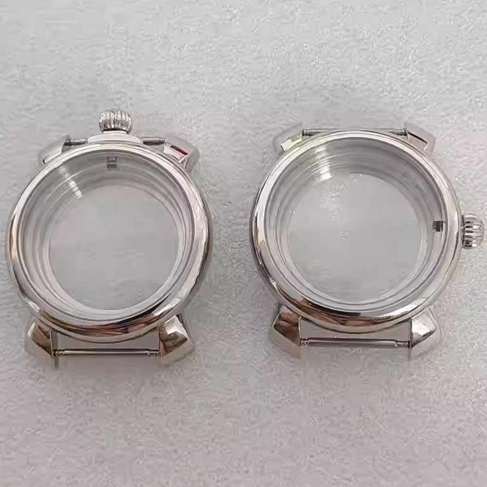

40mm Silver Watch Case Waterproof Stainless Steel Mineral Glass Case NH35 Cover, for NH35 NH36 Movement Watch Shell 3/12 o'clock