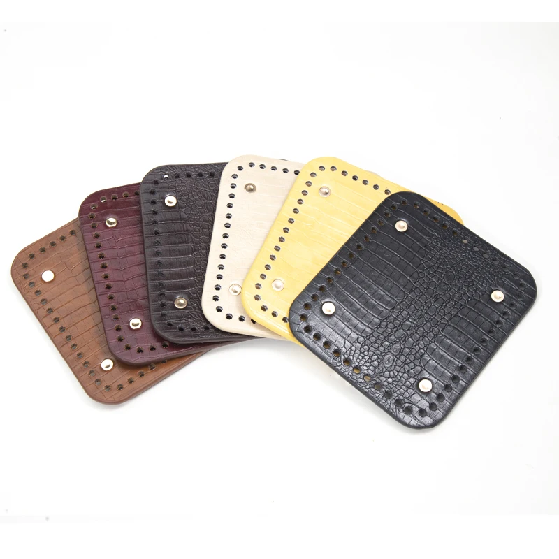 1 peça placa base de couro pu com padrão de crocodilo, acessório de base de bolsa tecido à mão