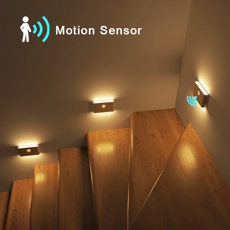 

New Motion Sensor Night Light Rechargeable Wireless Magnetic LED Light Wall Staircase Cabinet Wardrobe Corridor Lighting Tool