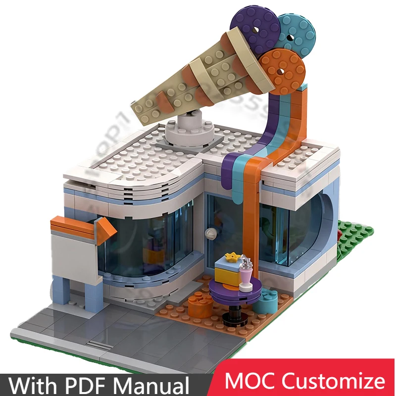 

303 PCS Construction Ice Cream Shop Modular MOC Customize Modular Building Block Model Technology Brick DIY Festival Toy Gift