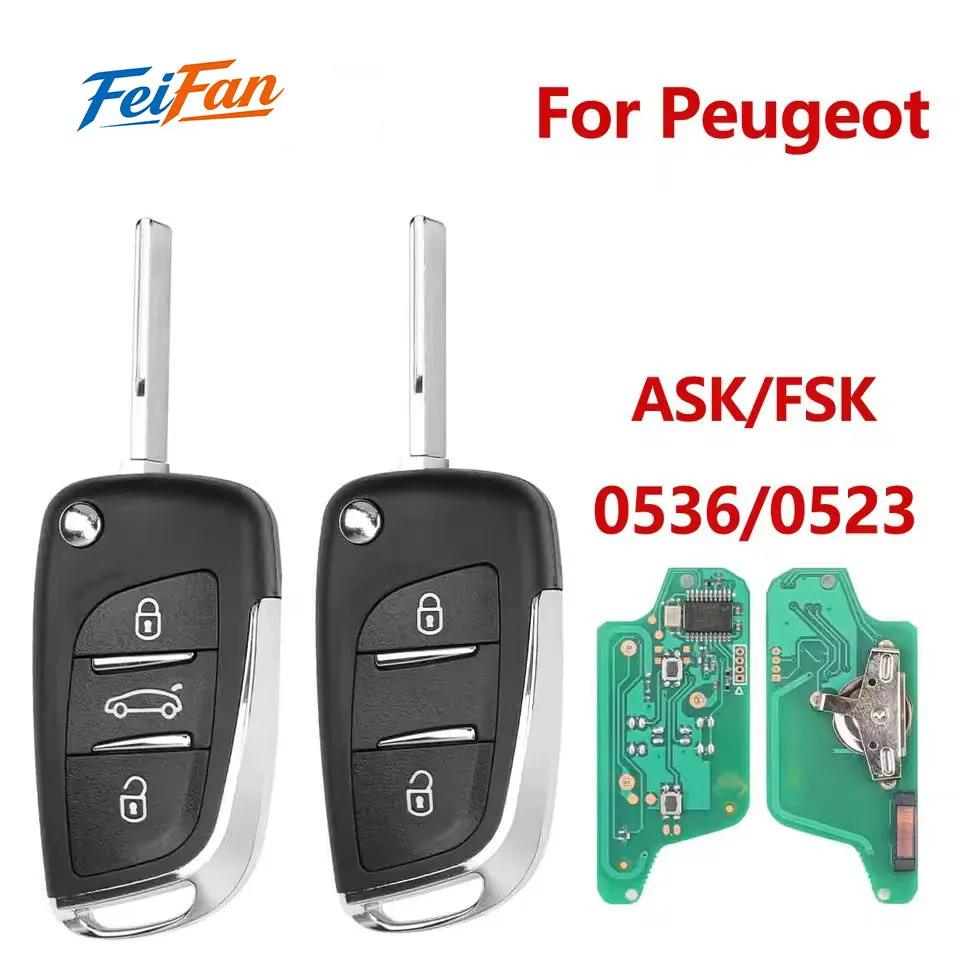 

FeiFan Modified Flip Remote Car Key ASK/FSK 433Mhz ID46 For Peugeot 207 308 307 407 607 For Citroen C2 C3 C4 0523/0536 Car Key