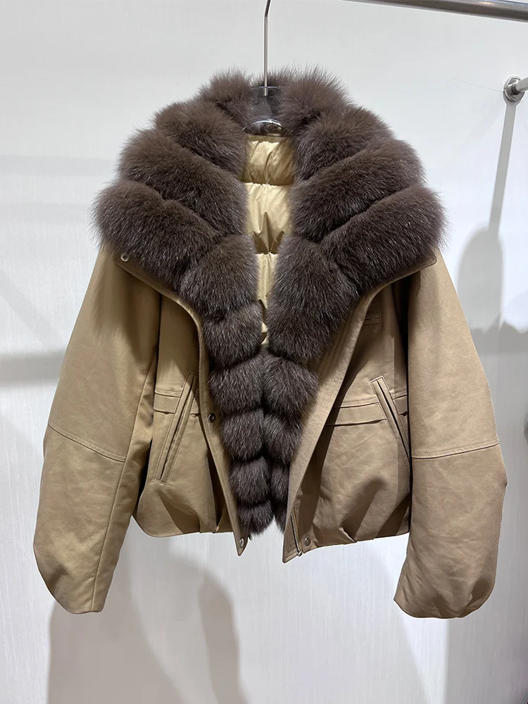 2025 mode hiver doudoune d'oie doudoune véritable col de fourrure de renard épais femmes chaud Parka manteau de luxe vêtements d'extérieur femme