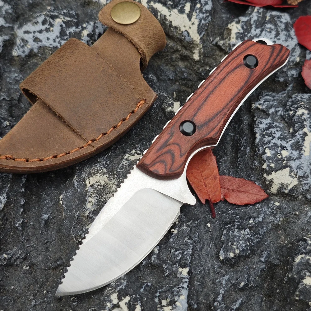 

Многофункциональный нож с фиксированным лезвием 15017, 8Cr13MoV, сталь G10/деревянная ручка, тактический охотничий инструмент для кемпинга и кемпинга с ножнами