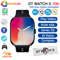 DT Watch X 10th SmartWatch Series 10 Original AMOLED Men Women Smart Watch 4GB ROM NFC Compass Local Music Video 2025 New Watch