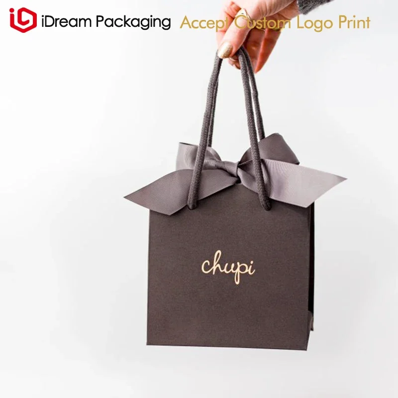 Jewellery Grey Paper bag with champaign gold foil logo