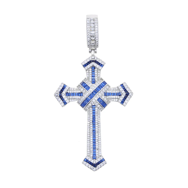 2025 New Cross Pendant for Men Women Full Iced Out Cubic Zircon Hip Hop Necklace Link Chain Fashion Rock Jewelry