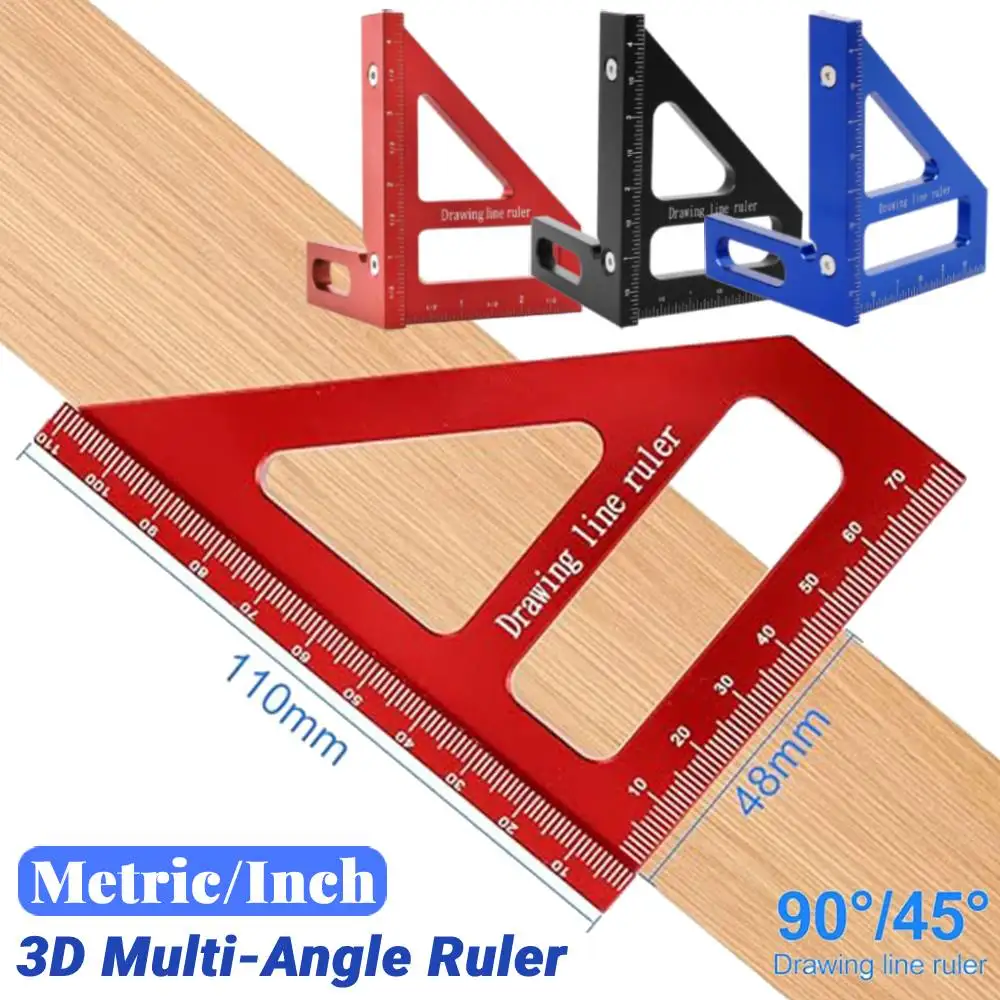 

3D многоугольная линейка 45/90 градусов, треугольная линейка из алюминиевого сплава, прецизионный квадратный транспортир, измерительные линейки для деревообработки