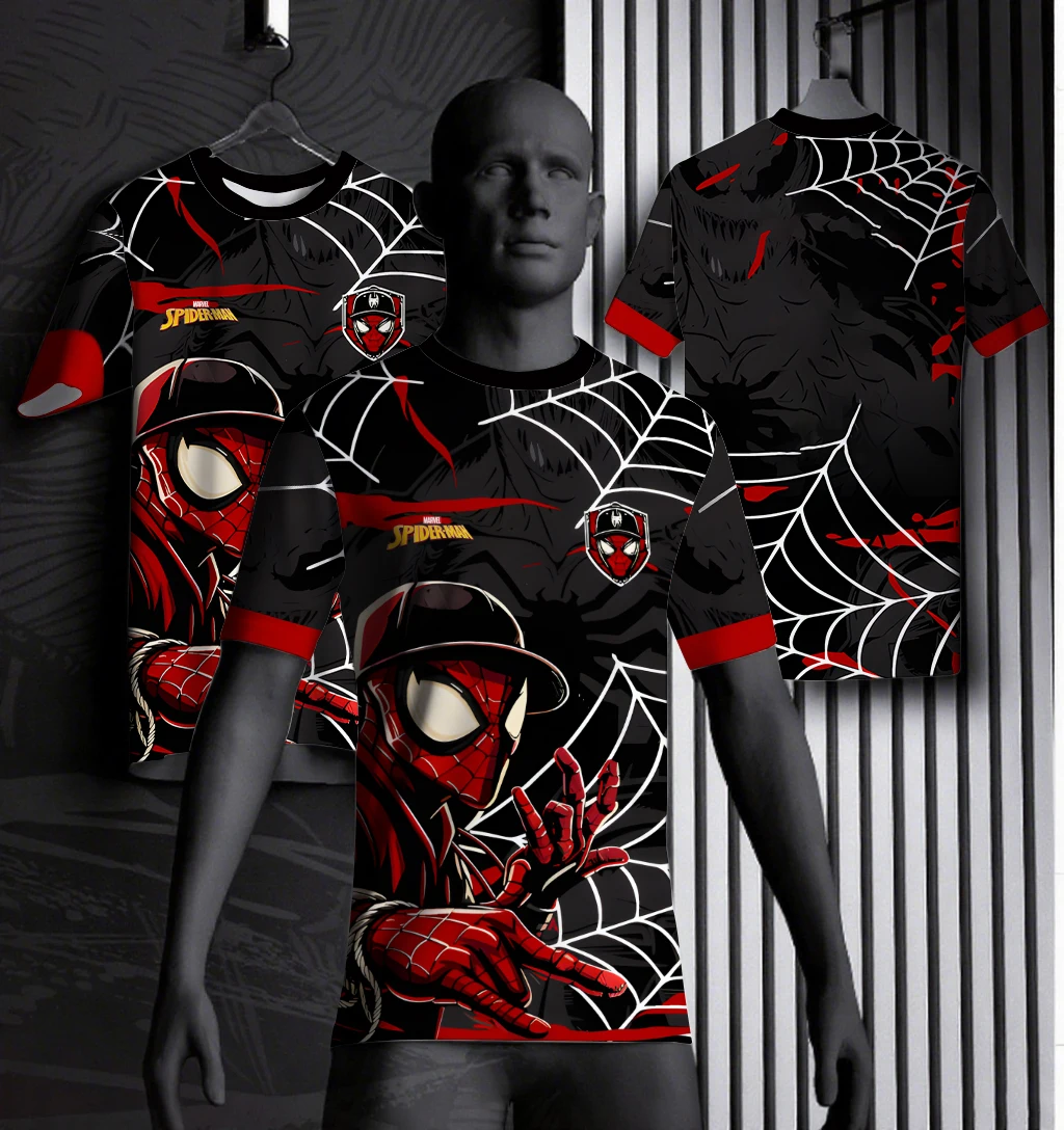 Marvel Harajuku Casual Prank Men's Shirt 3D Printing Street Fashion Spider-Man Series Summer Quick-Drying Short-Sleeved T-shirt