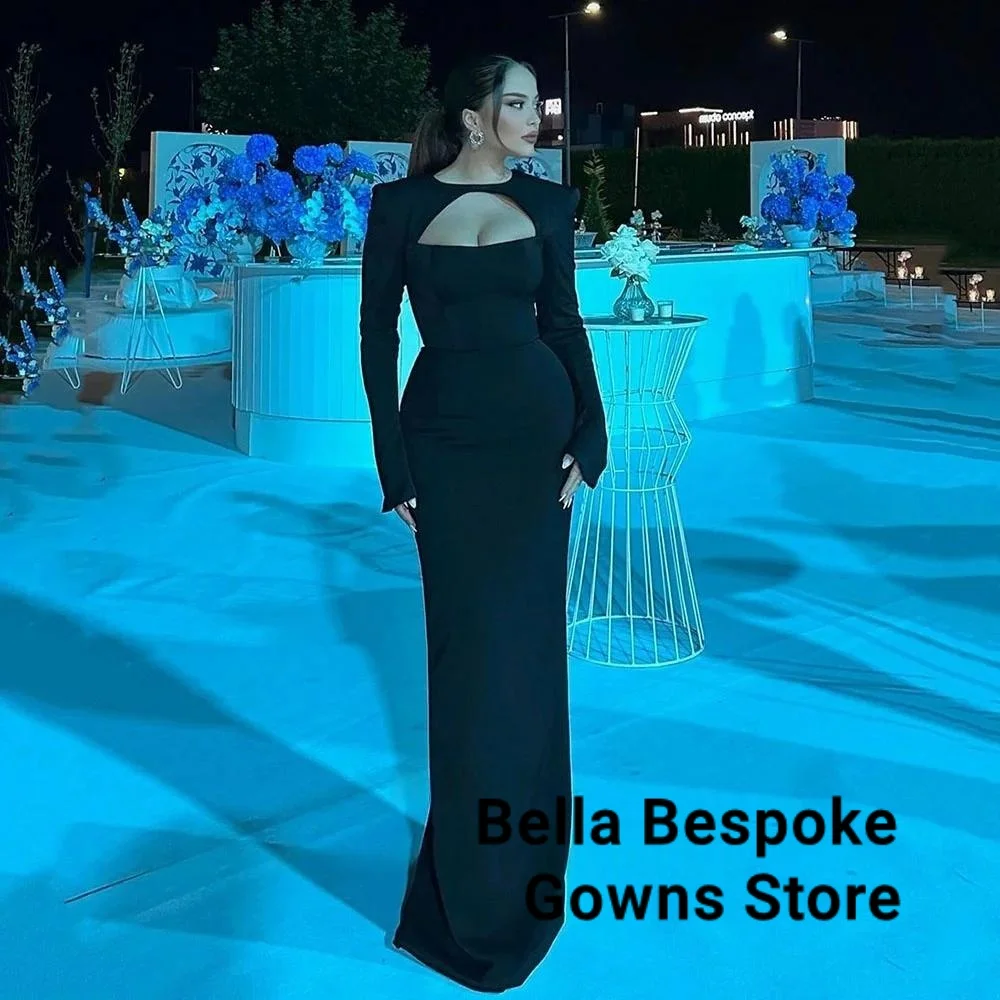 

Customized Mermaid Black Prom Dresses Arabia Long Sleeves Formal Evening Dresses Women Wedding Party Gowns vestidos de noche