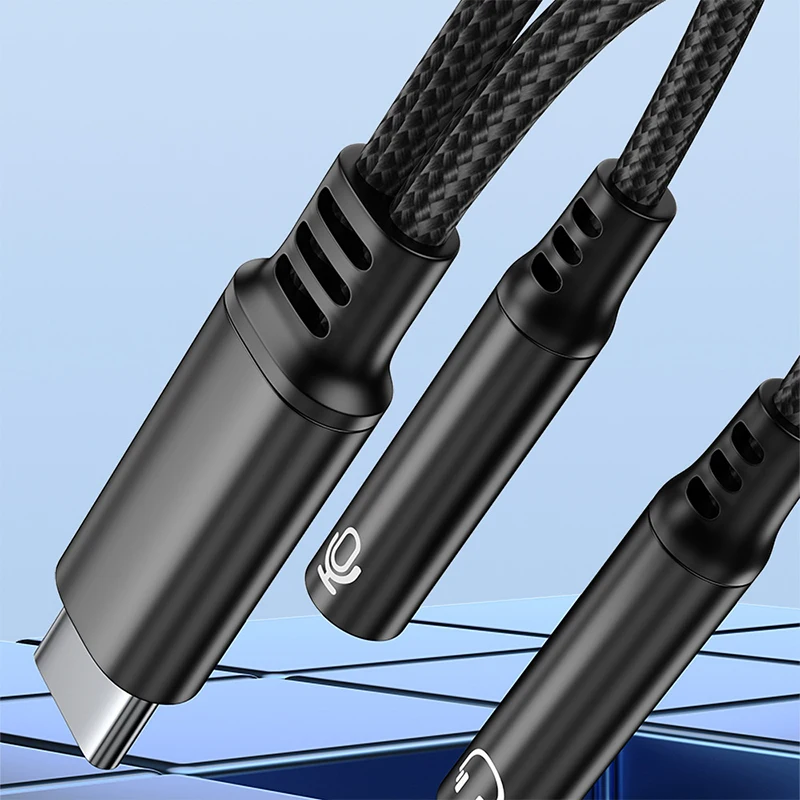 كابل محول Phone15 16 متوافق 2 في 1 USB C إلى Dual 3.5 ملم لسماعات الرأس DAC