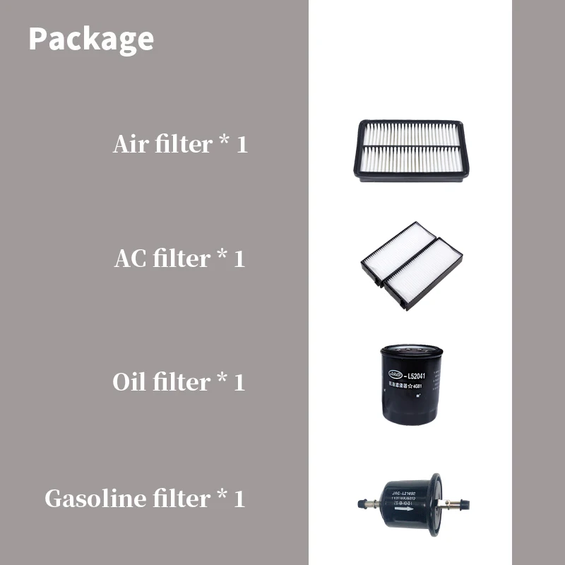 Car Air Conditioning Fuel Engine Lubricating Oil Filter Kit Cabin Purify Upkeep for JAC J3 1105100U8010 1109012U8010