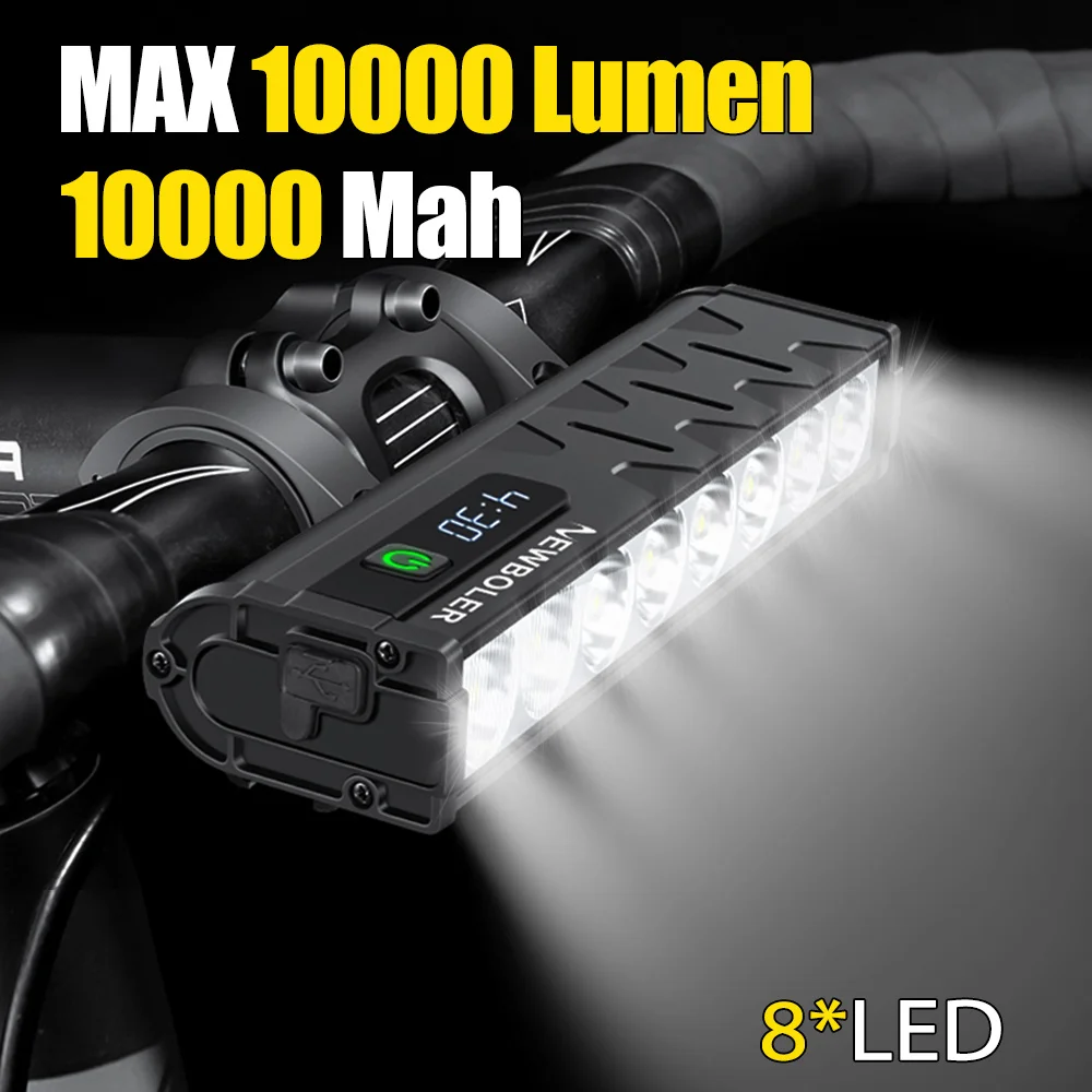 Bicycle Light Front 10000Lumen Bike Light 10000mAh Waterproof Flashlight USB Charging MTB Road Cycling Lamp Accessories