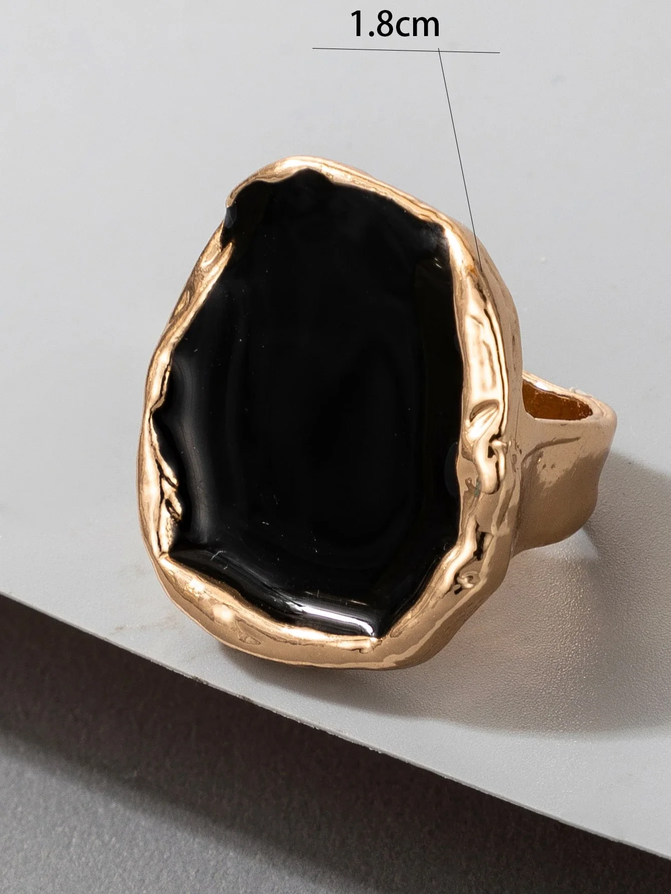 Minimalist Black Stone Gold Tone Cocktail Ring