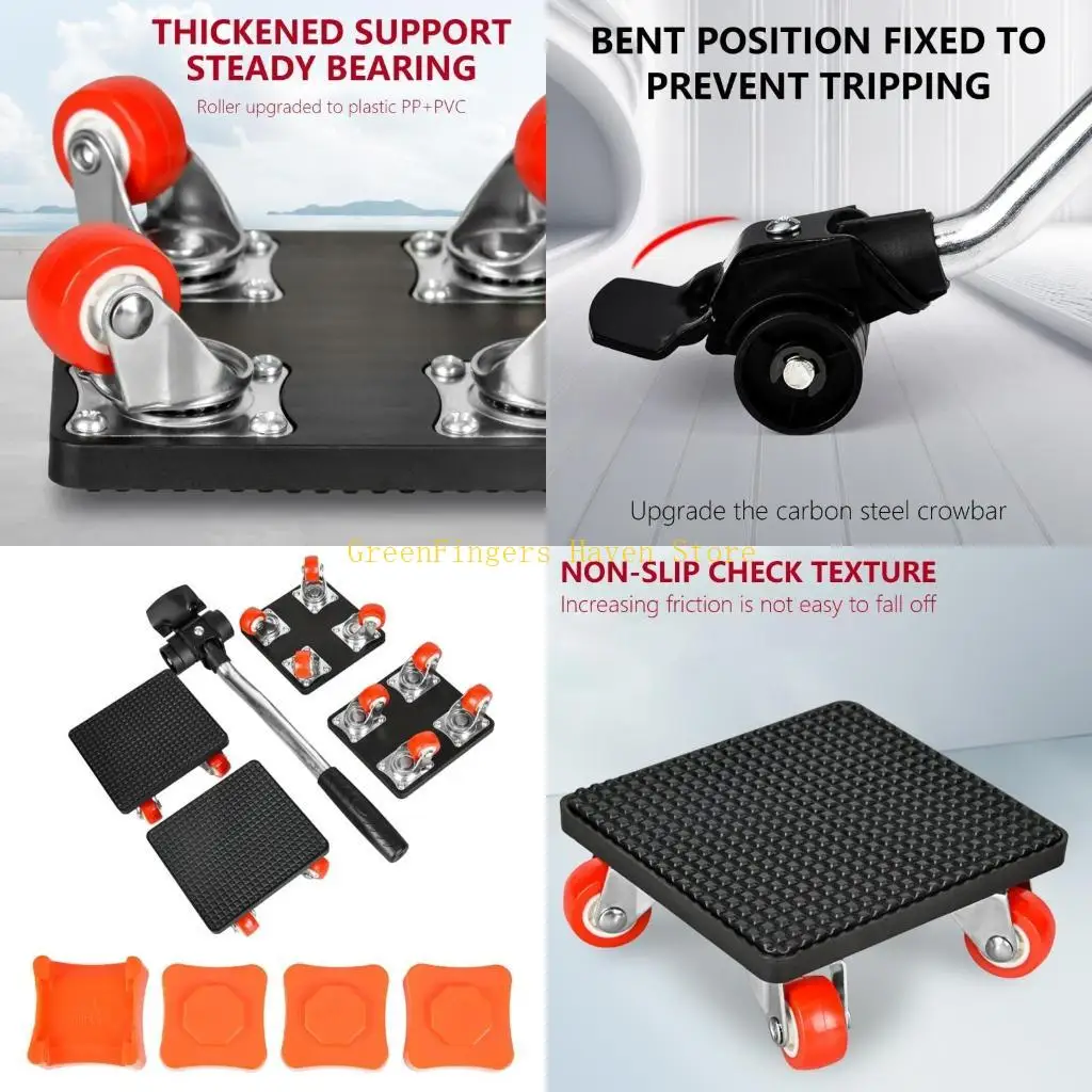 مجموعة نقل الأثاث والأجهزة F68D مع عجلة انزلاقية سهلة، وإدارة مساحة بدون ضوضاء بسعة 500 كجم للاستخدام المنزلي والمكاتب #1