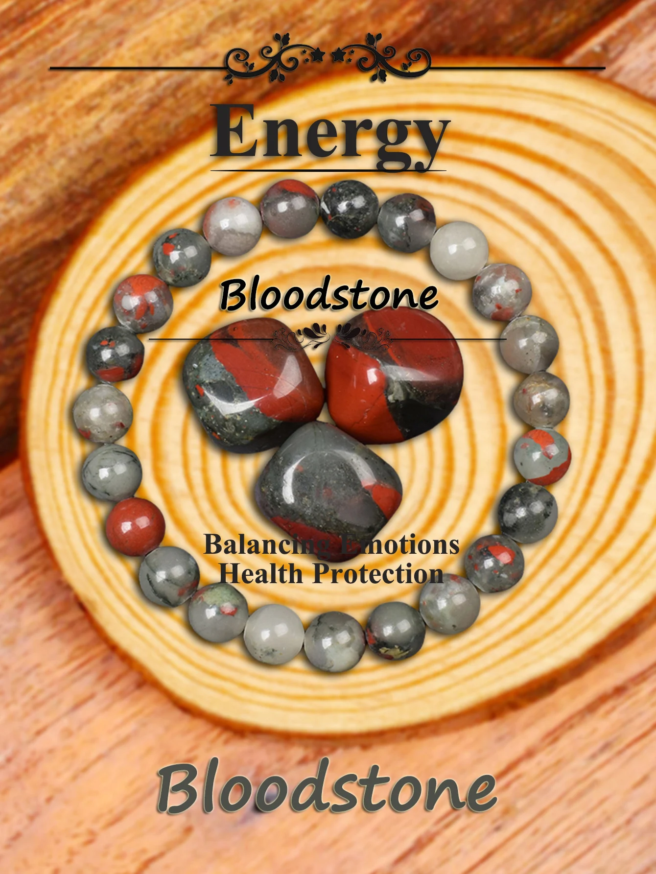 Natural African Bloodstone Beads Bracelet For Courage Protection Grounding Strength Energy Healing & Good Luck Vitality Jewelry