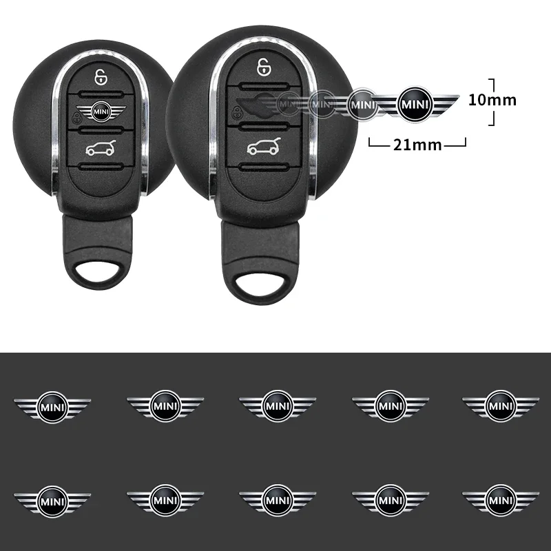 10pcs Metal Remote Car Logo Sticker Replacement For BMW Mini Cooper One S R52 R55 R56 R58 R59 R60 F55 F56 Countryman Accessories