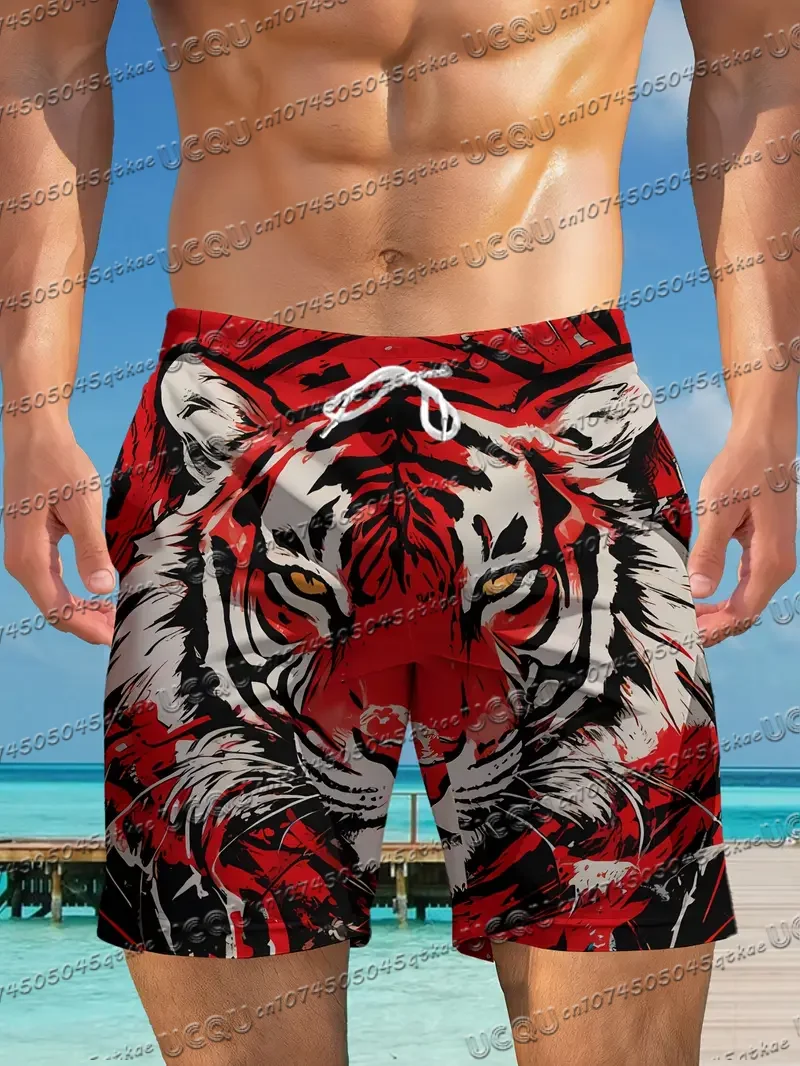 

Men's Tiger 3D Print Beach Shorts Casual Unisex Gym Fitness Men's Summer Women Shorts Sport Beach Shorts