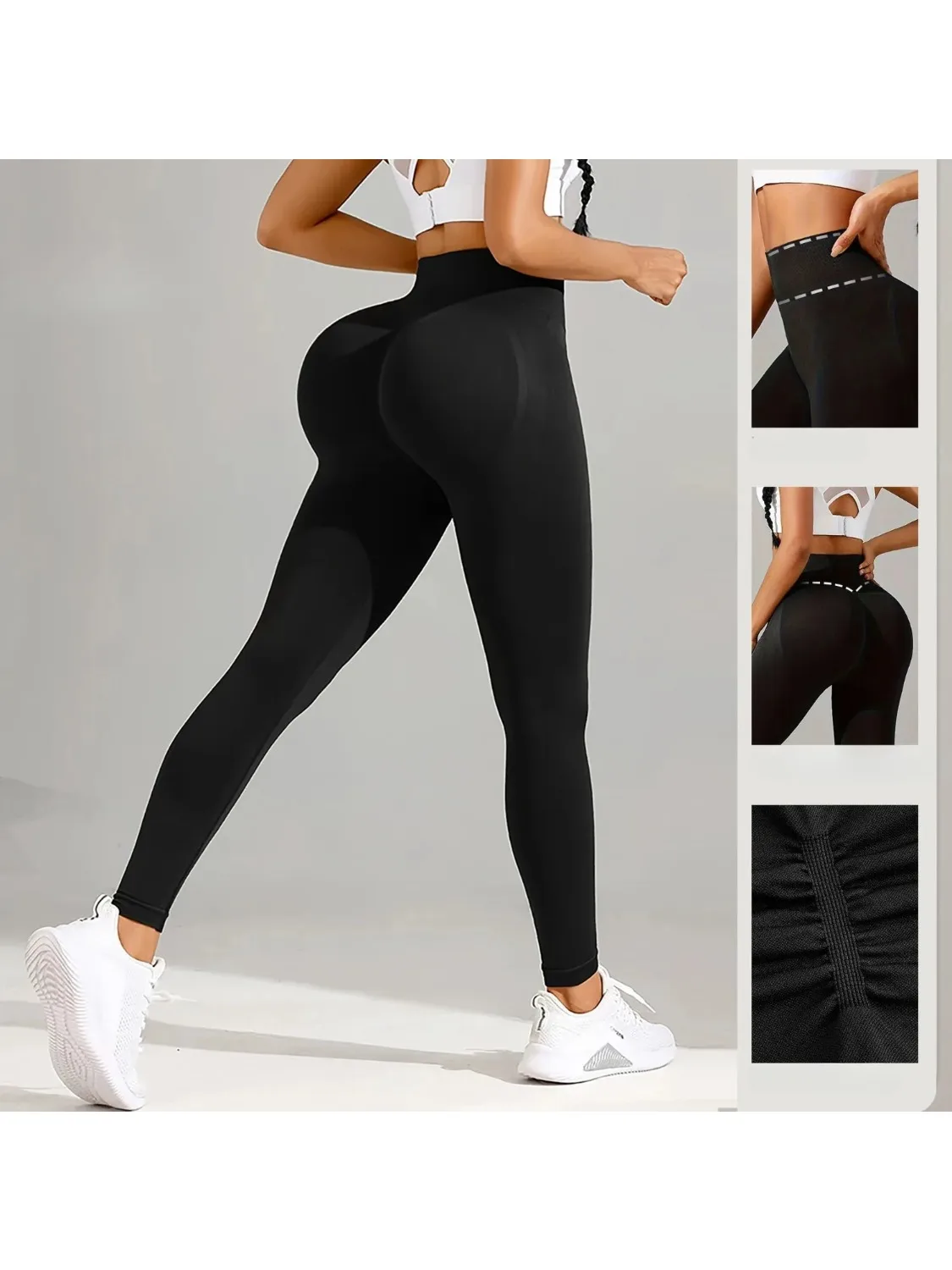Nahtlose Hüftliftende Damen-Sportleggings mit Hoher Taille, Fitness-Leggings mit Push-Up-Effekt, Yoga-Leggings, Sportbekleidung