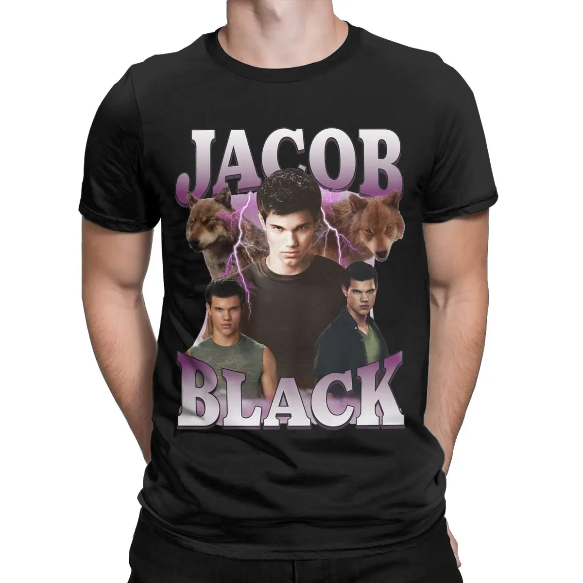 Twilight Jacob Black T Shirt Men 100% Cotton Funny T-Shirts Round Collar Tee Shirt Short Sleeve Clothes Party