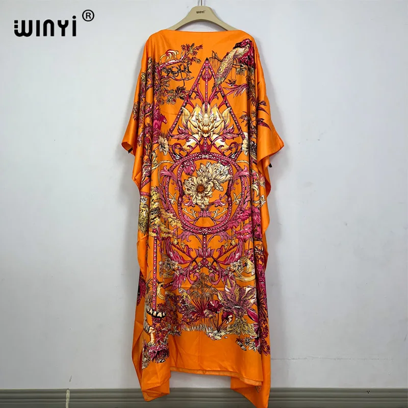 WINYI high quality beach dress Summer Print Elegant africa clothing beach outfits for women evening dress party muslim dress