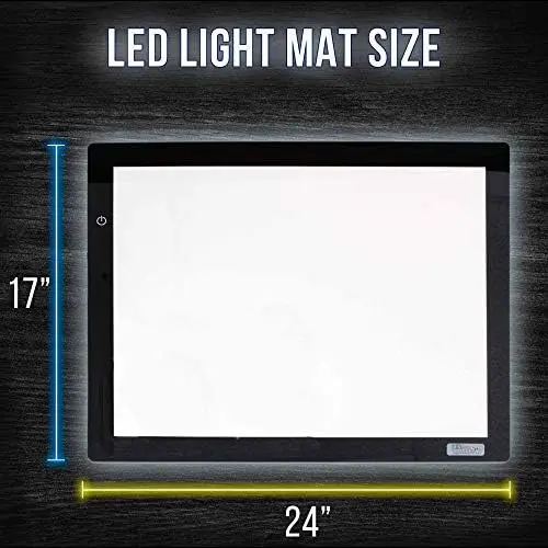 

U.S. Art Supply 17x24" LED Lightbox - Dimmable, Flicker-Free, Portable Light Pad with Grid & Protractor - 110V