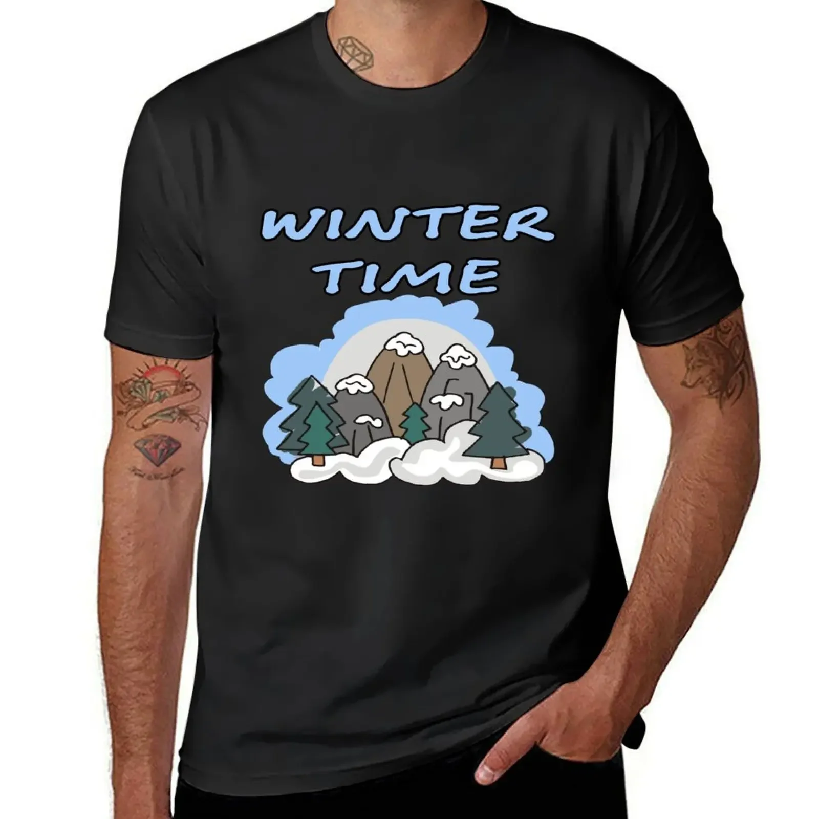 Winter Time Clipart T-Shirt quick drying cute tops aesthetic clothes mens graphic t-shirts hip hop