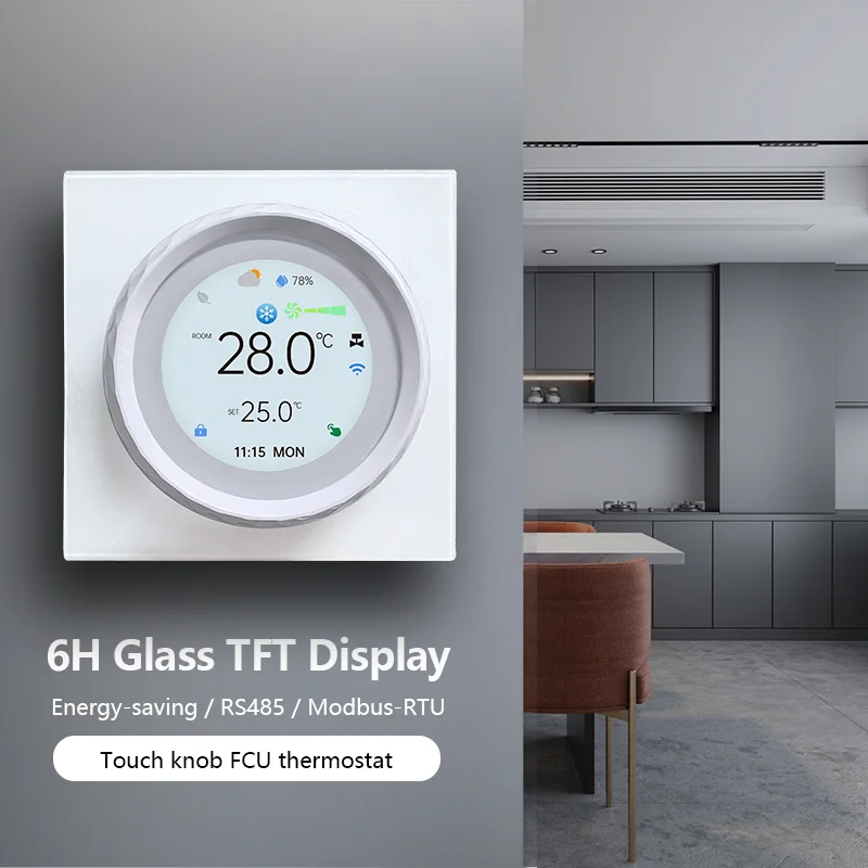 ترموستات بمقبض هوائي ذكي جديد BAC-2007 مع شاشة دائرية TFT مقاس 1.6 بوصة للفيلا