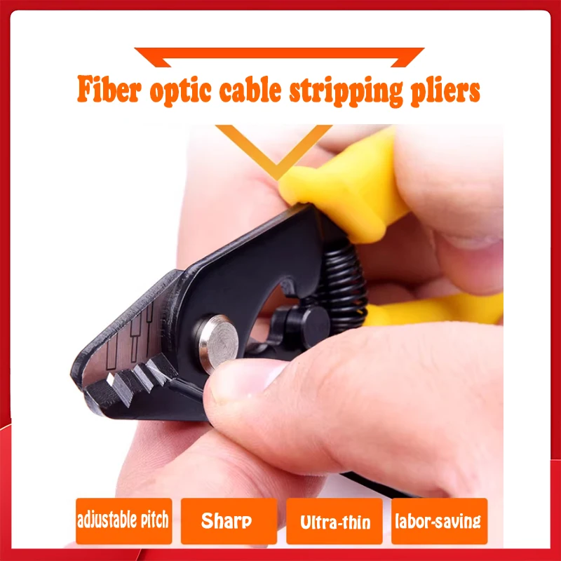 

3-Hole Precision Fiber Optic Stripper, Ergonomic Yellow Handle Wire Stripper for 125/250/900μm Fiber Cable Preparation