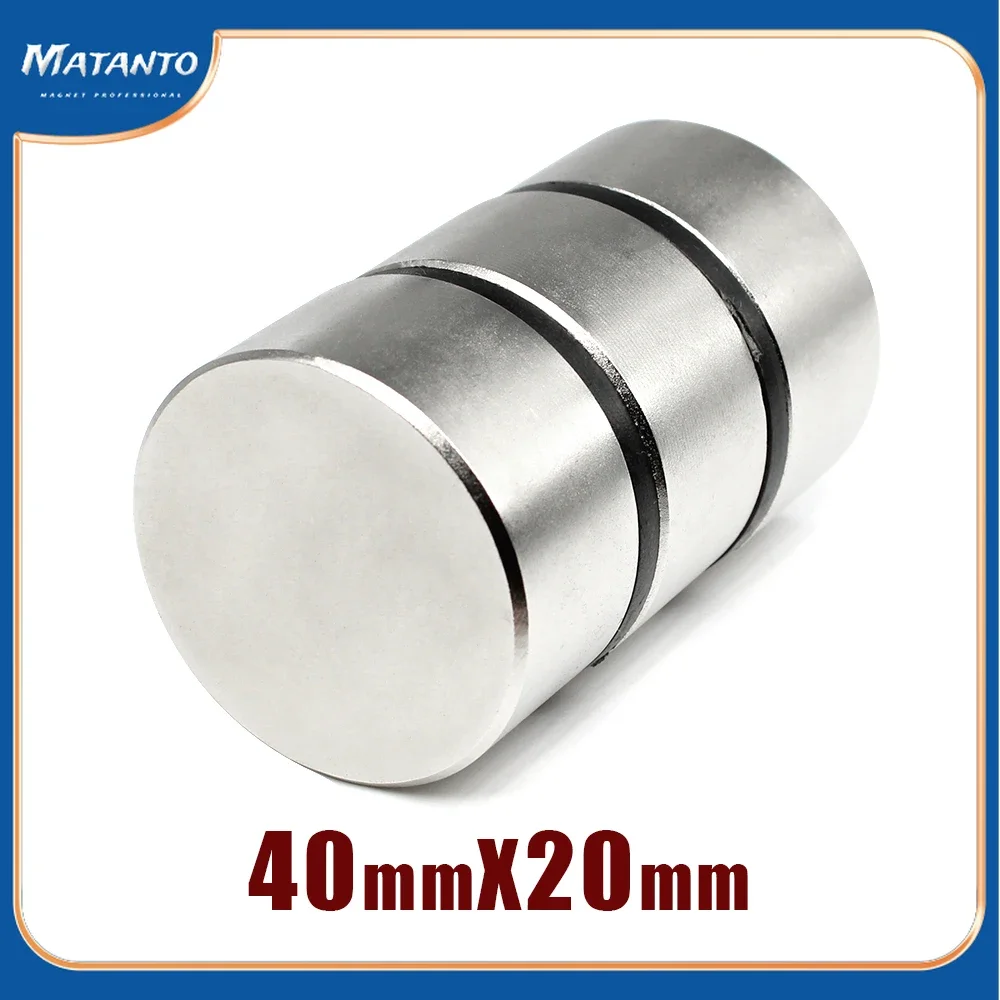 

1/2PCS 40x20 mm Thick Rare Earth Neodymium Magnet 40x20mm Big Strong Round Magnets N35 Permanent Disc Search Magnet 40*20