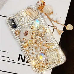 Capa Rhinestone Love Case For iphone 16 15 Plus 14 13 Pro 12 Mini 11 Pro 17 Air XR 7 8 PLUS Phone Case Diamond Cover coque