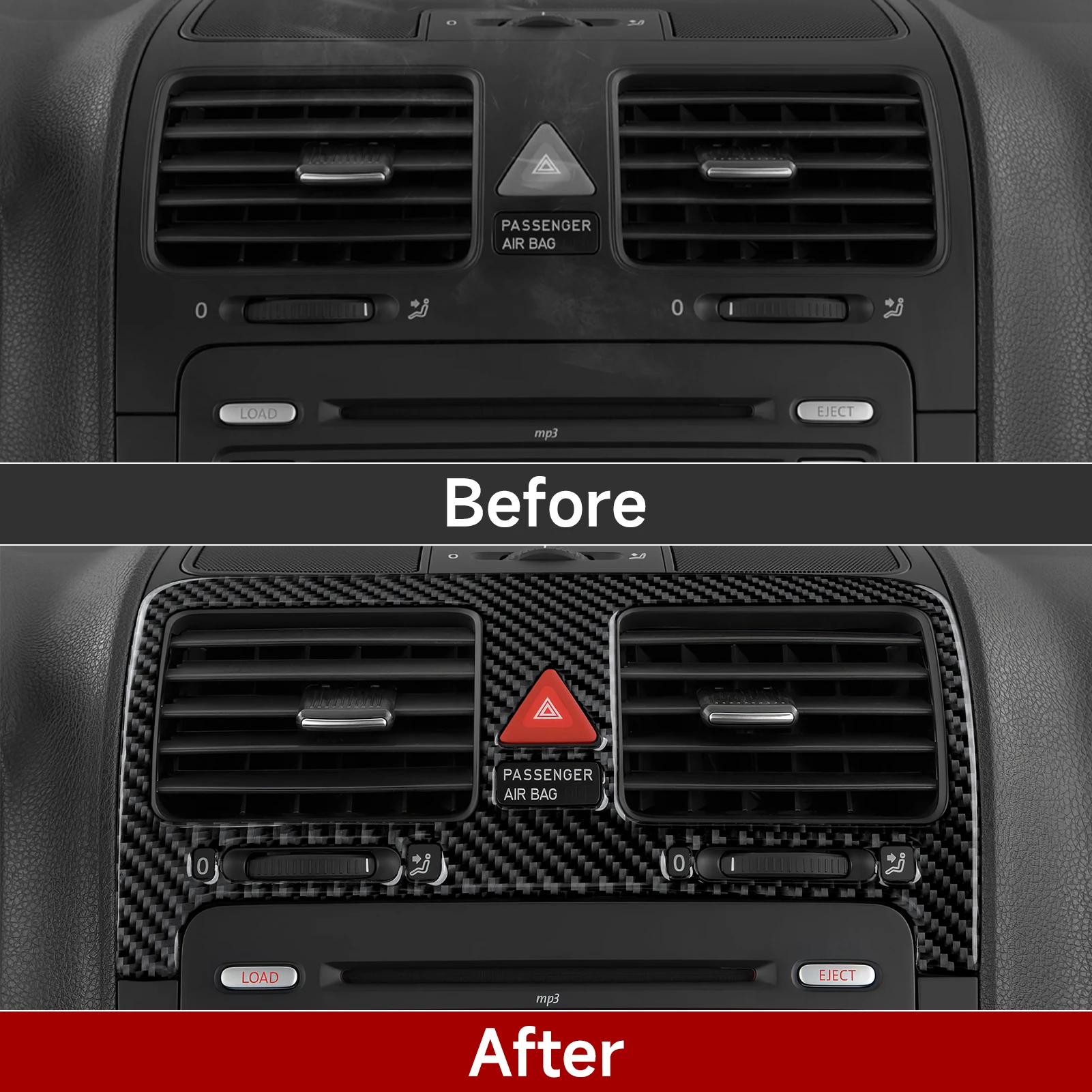 For VW Jetta V Golf V MK5 R32 GTI Plus Variant, Central Air Outlet Panel, Carbon Fiber Interior Sticker, Car Trim Accessories - view 3