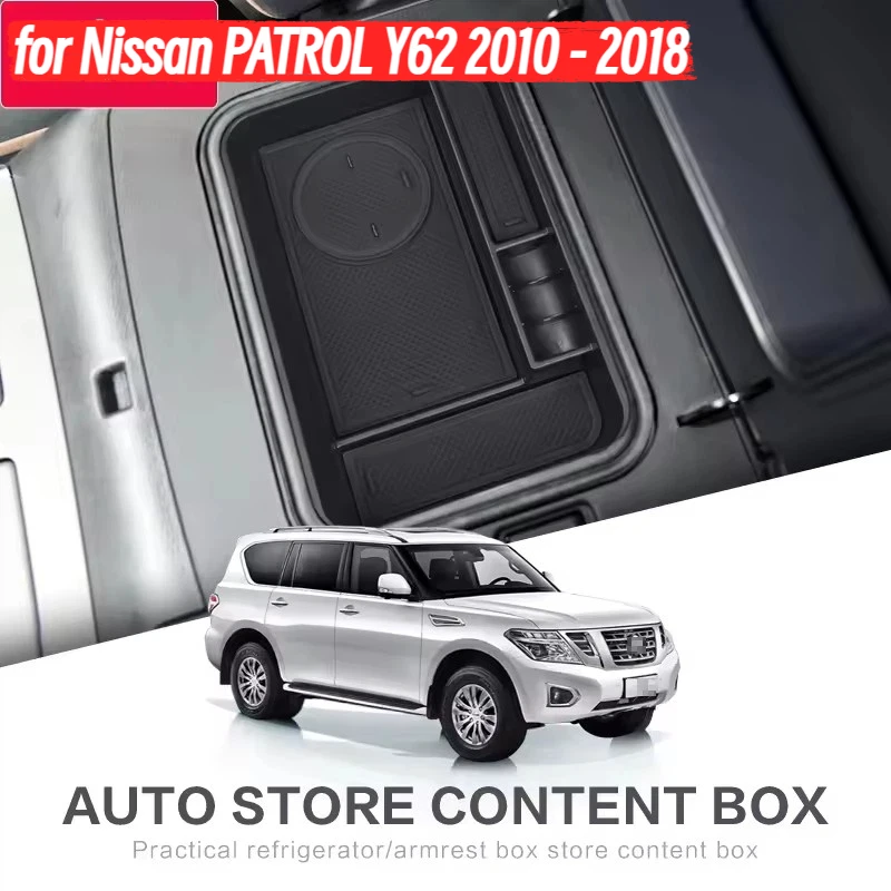 

for Nissan PATROL Y62 2010 - 2018 Center Console Armrest Storage Box Coin Stowing Organizer Tidying Car Interior Accessories