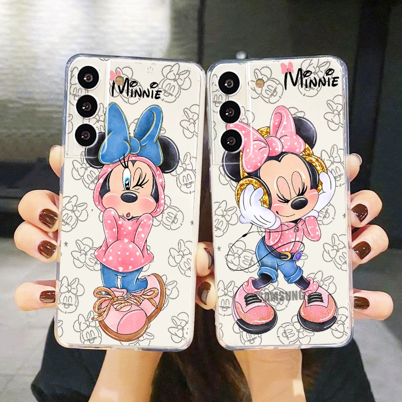 

Minnie Pink Cute For Samsung Galaxy S23 S22 S21 S20 Ultra Plus Pro S10 S9 S8 4G 5G Silicone Transparent Phone Case Coque Capa