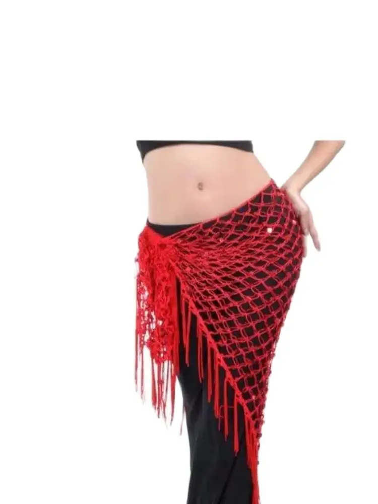 1 teile/los frau bauch tanzen Dreieckigen Schal Wrap Hüfte Schal Dancewear solide pailletten hip schal