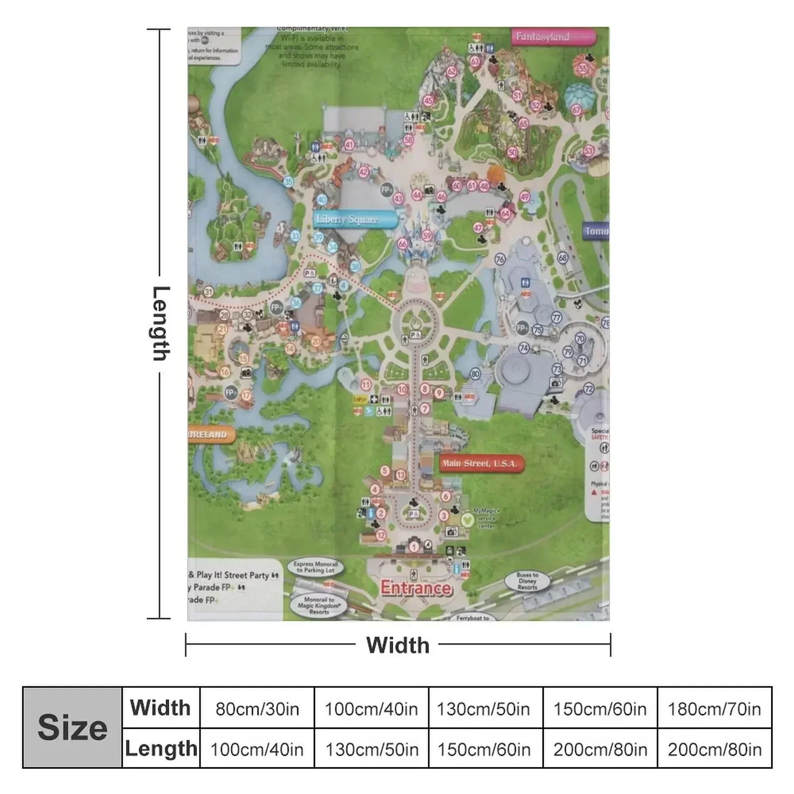 Magic Kingdom Map Throw Blanket couch cozy soft plush fuzzy picnic outdoor blanket