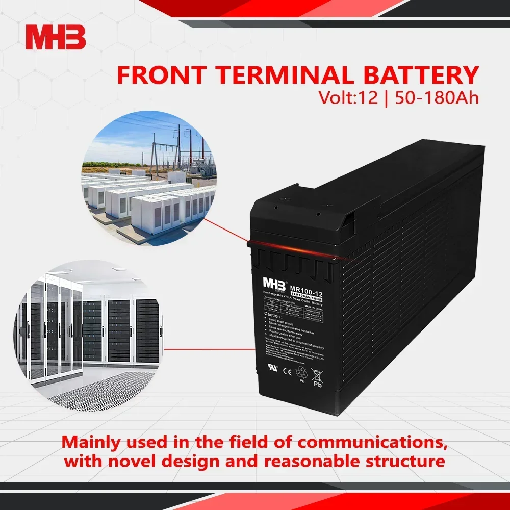 MHB MRD125-12 Solar AGM VRLA 12V Lead Acid Deep Cycle Battery 125Ah Front Terminal for Industrial Systems
