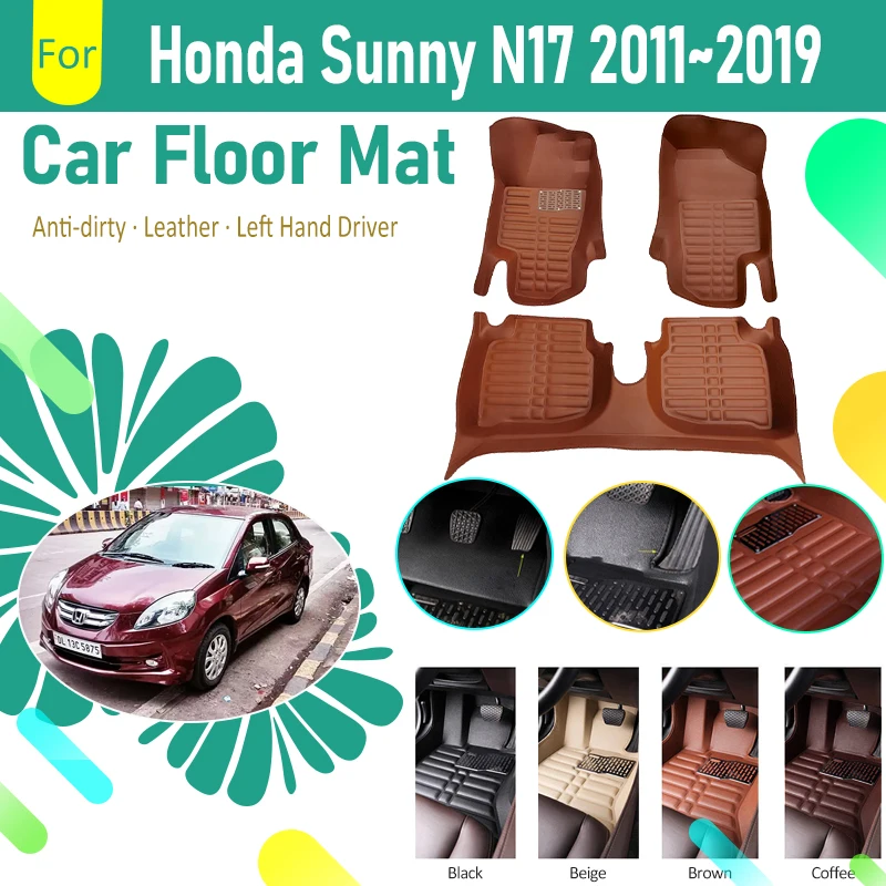 

Leather Car Foot Mats For Nissan Sunny Almera Latio Versa N17 2011~2019 Dustproof Foot Pad LHD Rug Floor Carpet Auto Accessories