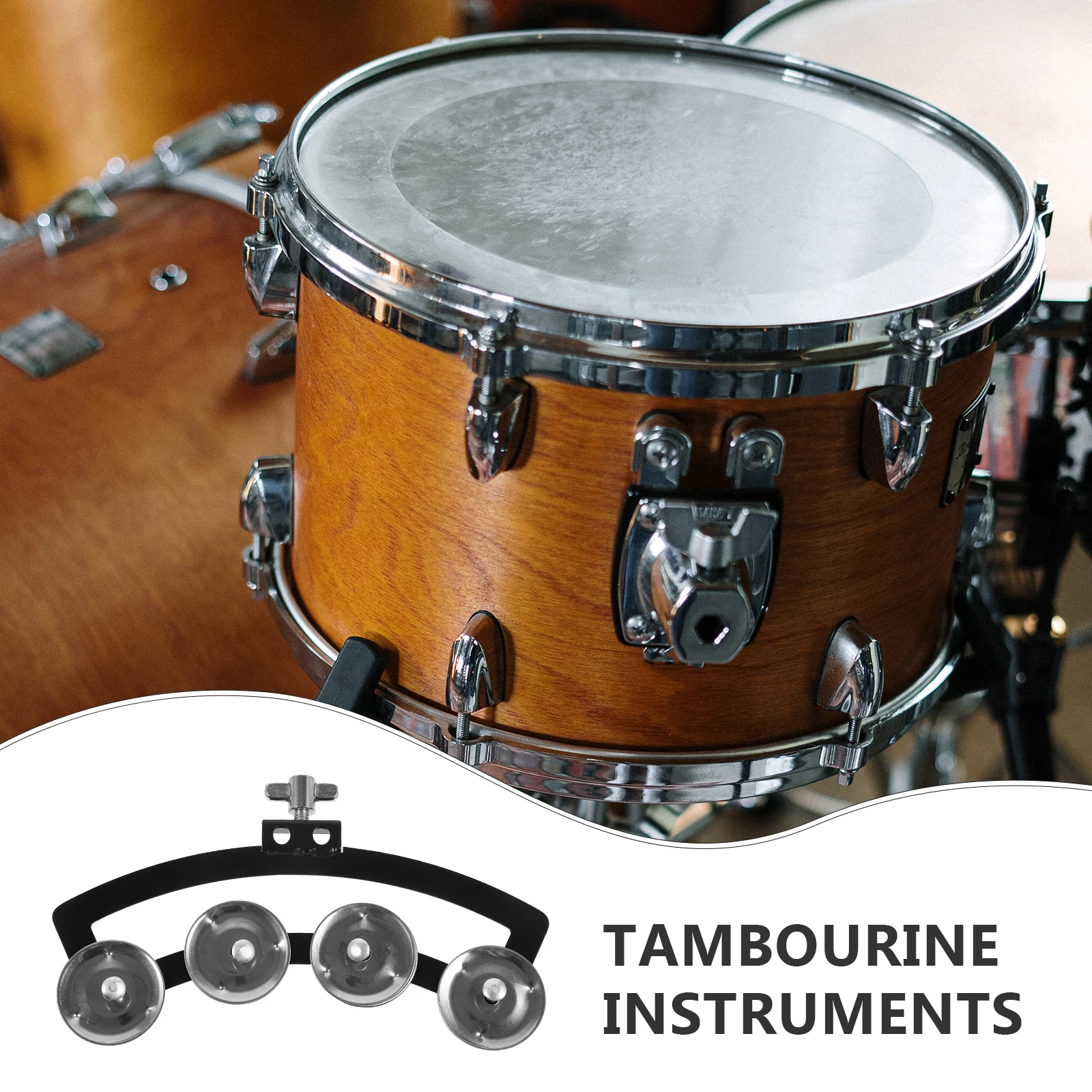 

Sturdy Aluminum Drum Tambourine Military Shaking Bell Long-Lasting ABS Drum Mount Hand Bell Instrument Music Hand Bells