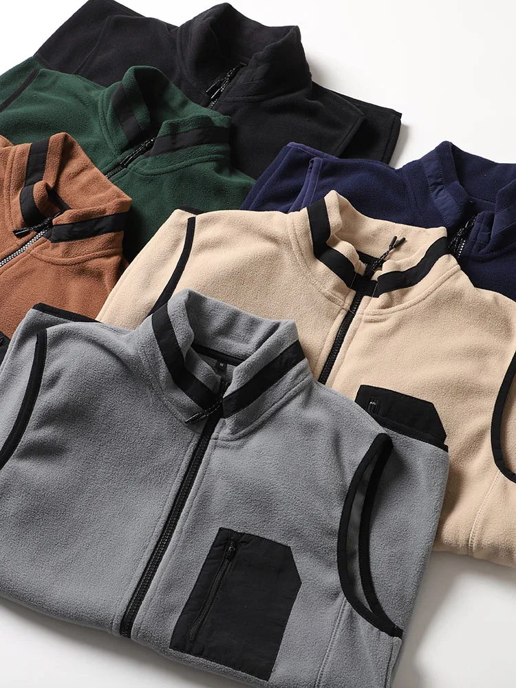 

Рекомендуемая мужская двусторонняя флисовая куртка-жилет с воротником-стойкой, теплая, модная, базовый слой, верхняя одежда, стандартный крой, молодежная, повседневная