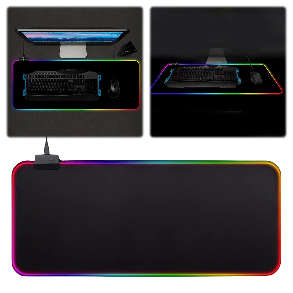 

RGB Mouse Pad Anti-Slip Rubber Base Glowing Gaming Mouse Pad 11 Light Modes Computer Keyboard Mousepad for Gamer Esports
