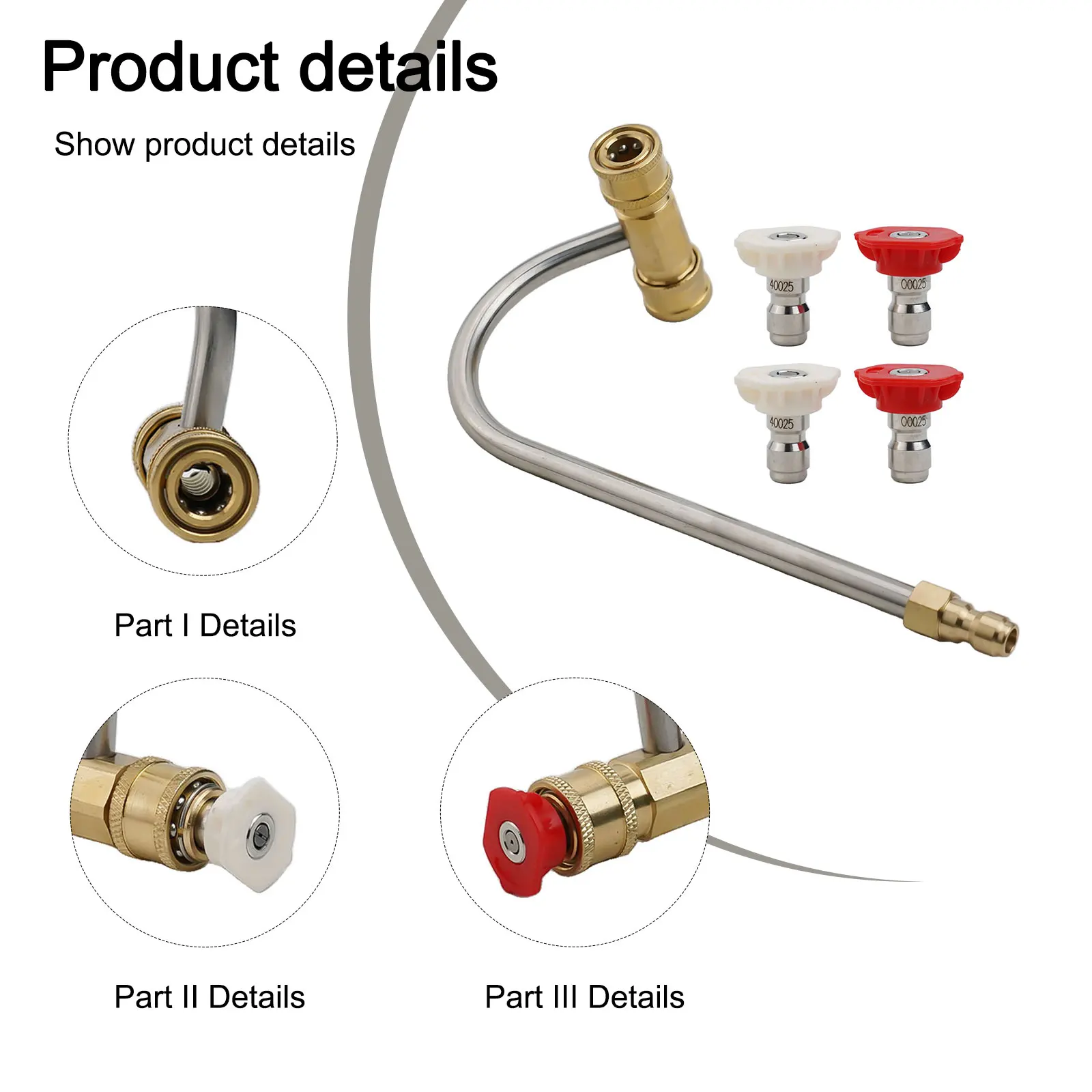 Pressure Washer Gutter Cleaner Nozzle For Pressure Nozzles Practical To Use. Practical to use. Tips 1/4 Inch 20cm With 4 Nozzles