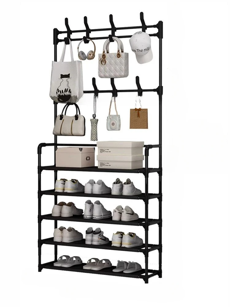 Household Shoe Rack Door Dormitory Coat Rack Simple Coat And Hat Integrated Shoe Cabinet Storage Multi-functional Storage Rack