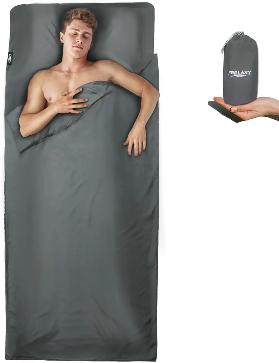 

Sleeping Bag Liner, XL Travel Sheet & Camping Sheet for Backpacking, Hotel, Hostels & Traveling, Comfy & Easy Care, Full-Length Zipper/No Zipper, 4 Seasons Warm Cold Weather