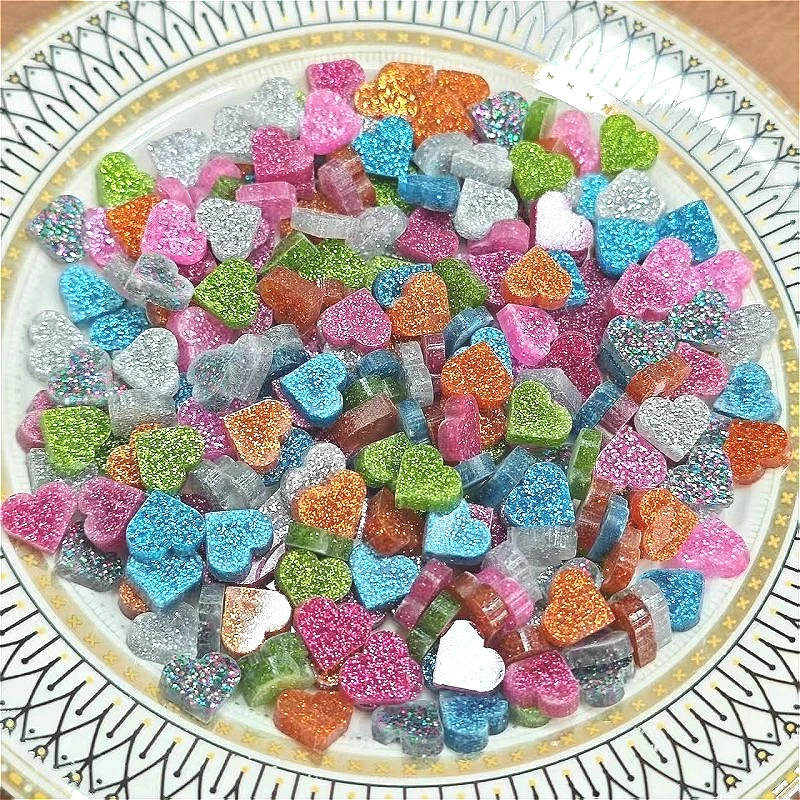 Etwa 107 Stück weiche Acryl-Mosaikfliesen, herzförmige Mischung, bunte Fliesen, DIY-Mosaikherstellung für Bastelarbeiten, Kunstzubehör, 9