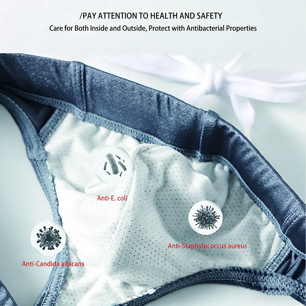 Men's Ice Silk Thong Swimwear Low Rise Quick Dry Breathable Solid Color U Convex Bikini Swimming Trunks image 5