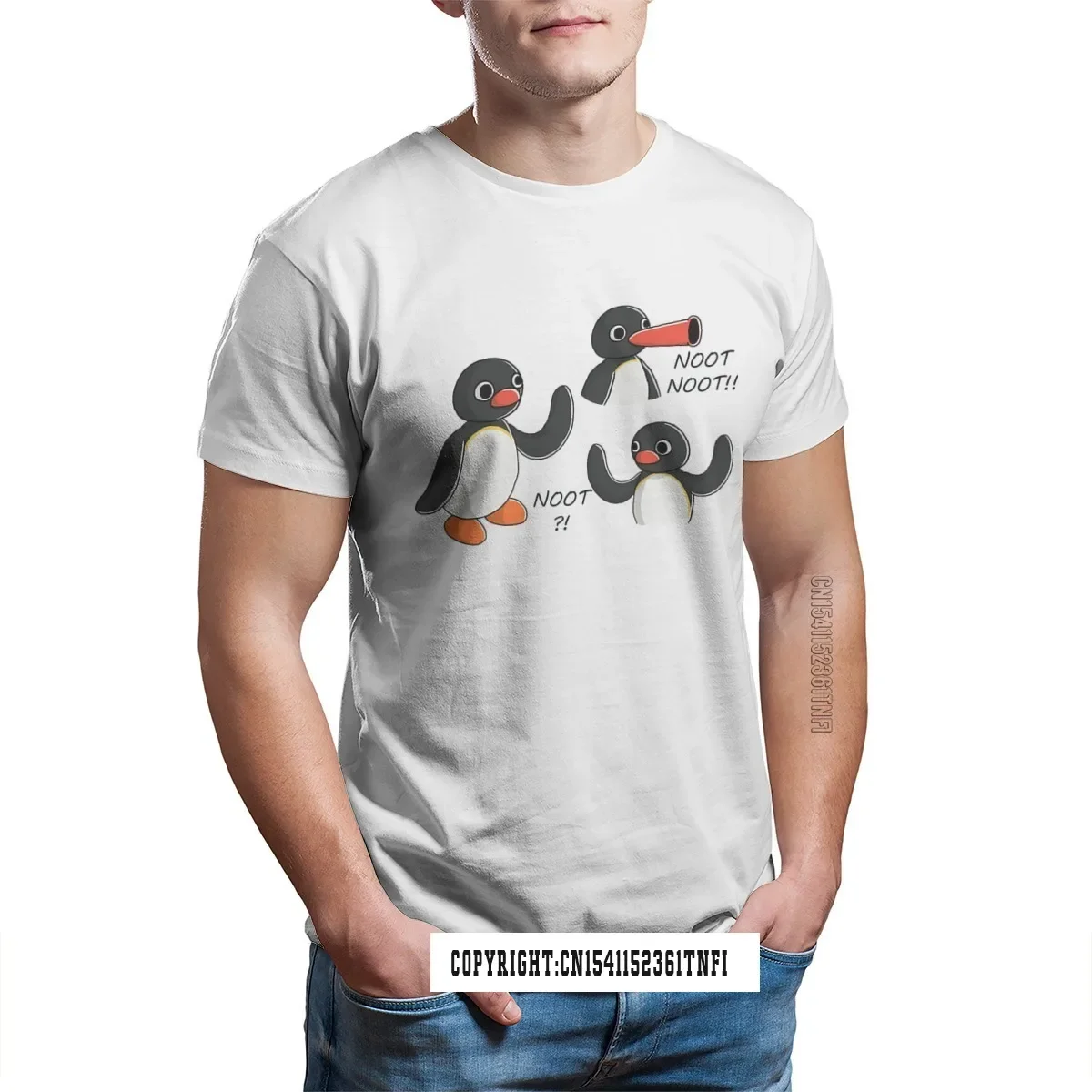 Футболка Pingu Noot мужская с принтом, мягкая Базовая рубашка, Осень-зима